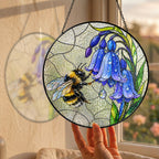 Bumblebee & Bluebells Stained Glass Suncatcher