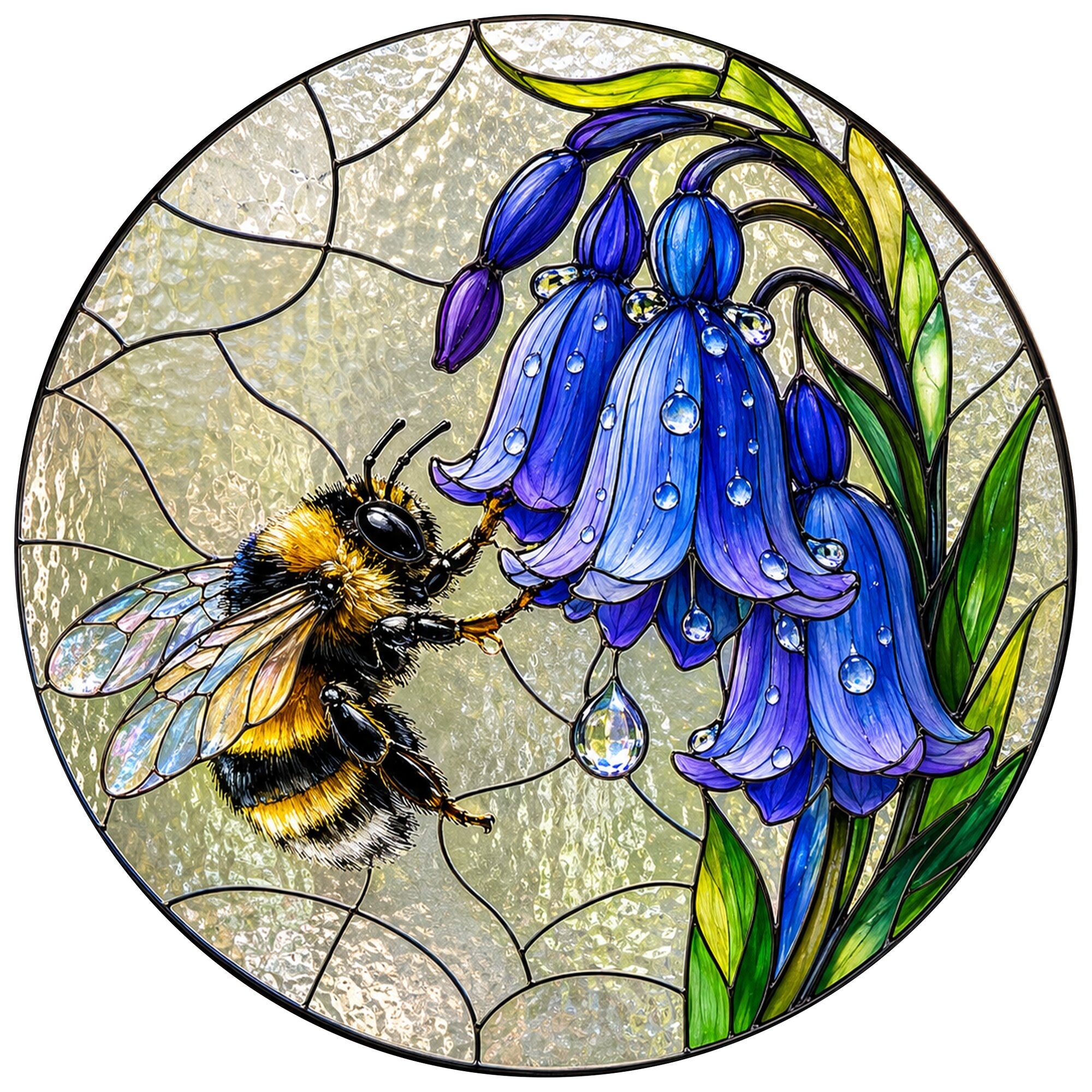 Bumblebee & Bluebells Stained Glass Suncatcher