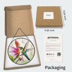 Hummingbird & Pink Blooms Stained Glass Suncatcher