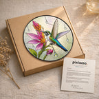 Hummingbird & Pink Blooms Stained Glass Suncatcher