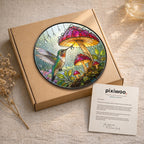 Hummingbird & Mushroom Garden Stained Glass Suncatcher