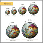 Hummingbird & Mushroom Garden Stained Glass Suncatcher
