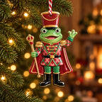 Nutcracker Frog Ceramic Christmas Ornament — Red Hat or Green Hat, Optional Name & Year, Single or Build Your Own Set