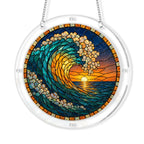 Ocean wave sunset acrylic puzzle suncatcher