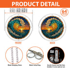 Ocean wave sunset acrylic puzzle suncatcher hanging in a window