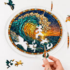 Ocean wave sunset acrylic puzzle suncatcher
