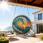Ocean wave sunset acrylic puzzle suncatcher