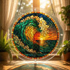 Ocean wave sunset acrylic puzzle suncatcher size chart