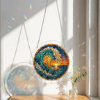 Ocean wave sunset acrylic puzzle suncatcher packaging