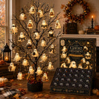All 24 Cozy Ghost ornament designs — ghosts with pumpkins, books, mugs, flowers and lanterns