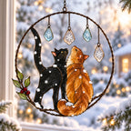 Our First Snow Cat Couple Clear Acrylic Suncatcher