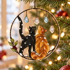 Our First Snow Cat Couple Clear Acrylic Suncatcher