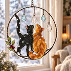 Our First Snow Cat Couple Clear Acrylic Suncatcher
