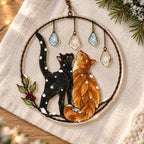 Our First Snow Cat Couple Clear Acrylic Suncatcher