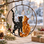Our First Snow Cat Couple Clear Acrylic Suncatcher