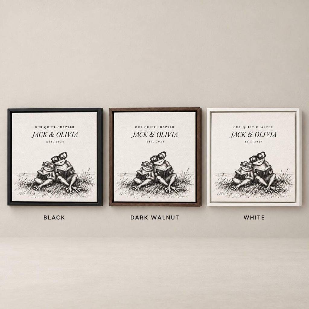 Personalized Our Quiet Chapter Frog Couple Canvas Wall Art