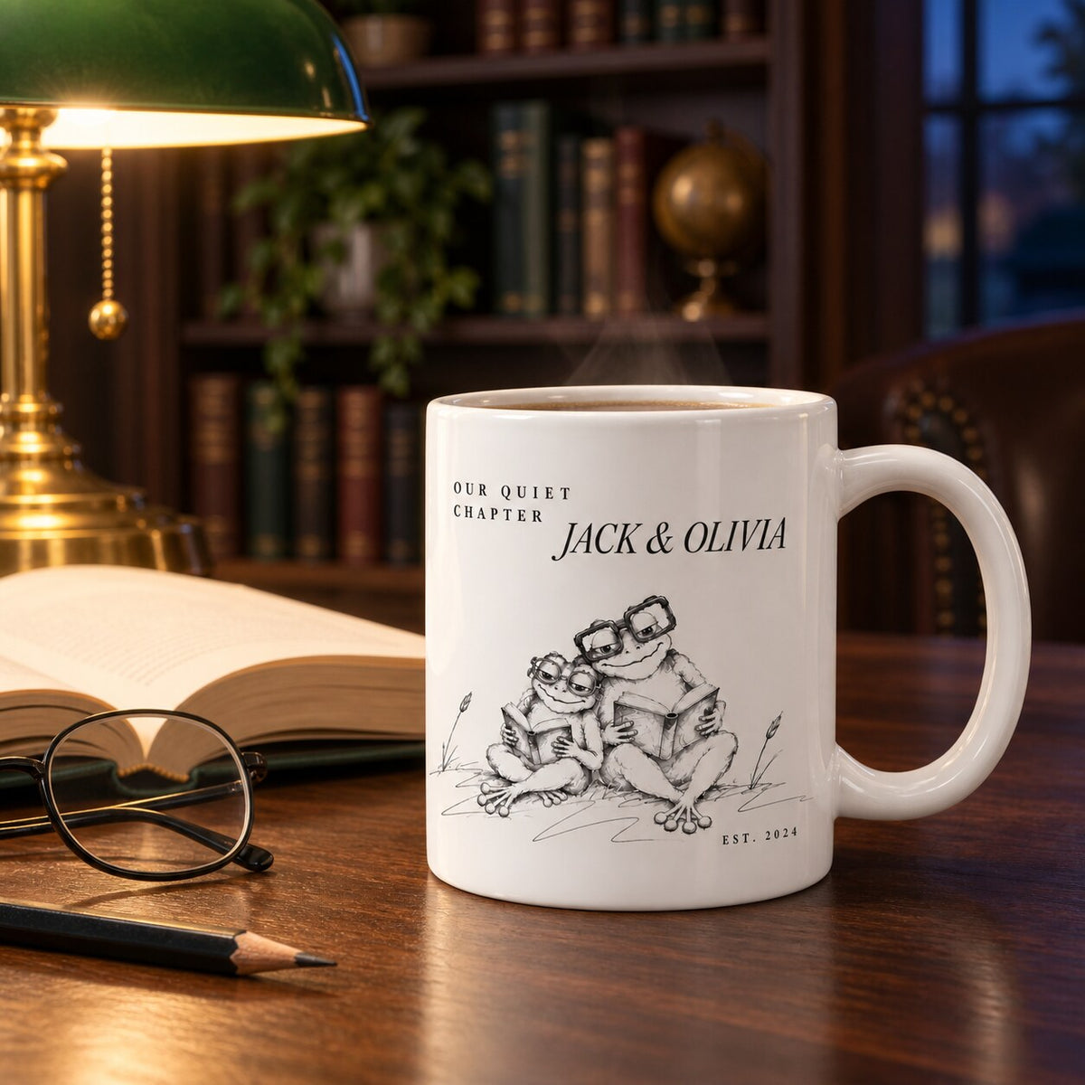 Personalized Our Quiet Chapter Frog Couple Mug