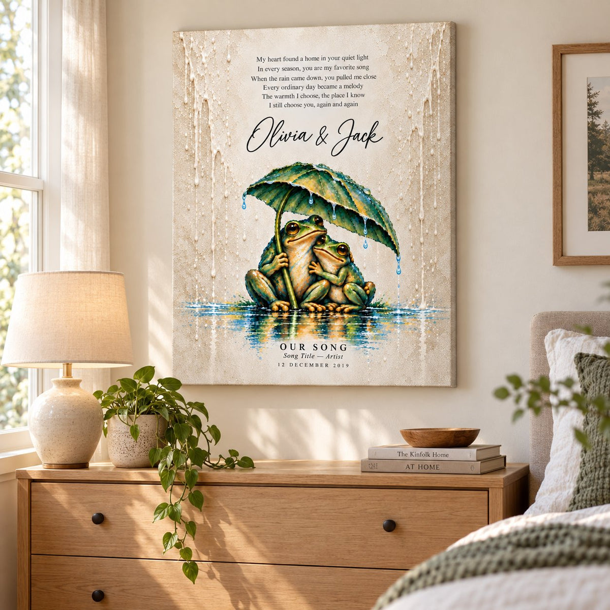 Personalized Our Song Frog Couple Canvas Wall Art