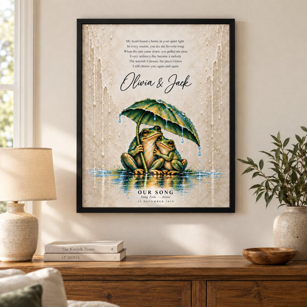 Personalized Our Song Frog Couple Canvas Wall Art