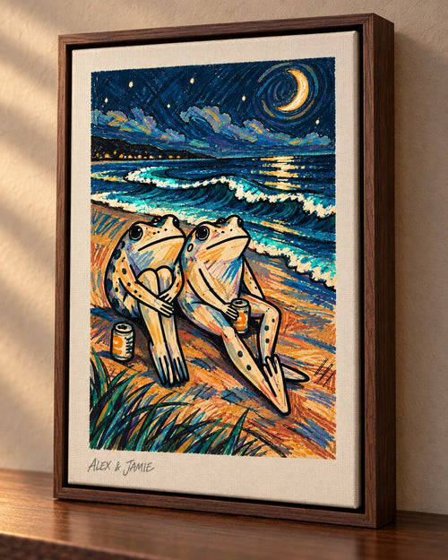 Personalized Past Midnight Frog Couple Canvas Wall Art