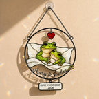 Personalized 1st Anniversary Cozy Frog Couple Holographic Acrylic Suncatcher