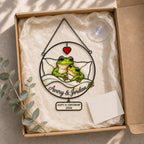 Personalized 1st Anniversary Cozy Frog Couple Holographic Acrylic Suncatcher