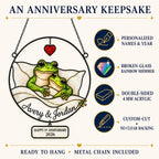 Personalized 1st Anniversary Cozy Frog Couple Holographic Acrylic Suncatcher