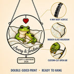 Personalized 1st Anniversary Cozy Frog Couple Holographic Acrylic Suncatcher
