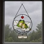 Personalized 1st Anniversary Cozy Frog Couple Holographic Acrylic Suncatcher