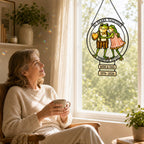 Personalized 50 Years Together Frog Couple Holographic Acrylic Suncatcher