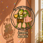 Personalized 50 Years Together Frog Couple Holographic Acrylic Suncatcher
