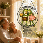 Personalized 50 Years Together Frog Couple Holographic Acrylic Suncatcher