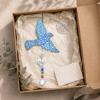 Personalized blue bird memorial crystal suncatcher charm