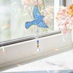 Personalized blue bird memorial crystal suncatcher