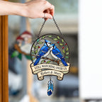 Personalized Blue Jay Memorial Holographic Acrylic Suncatcher — Still Watching Over Us