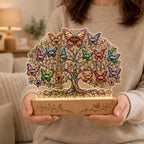 Personalized Family Tree Butterfly Wavy Acrylic Night Light