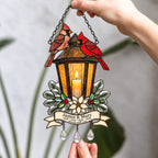 Personalized Cardinal Memorial Lantern Holographic Acrylic Suncatcher — In Loving Memory