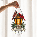 Personalized Cardinal Memorial Lantern Holographic Acrylic Suncatcher — In Loving Memory