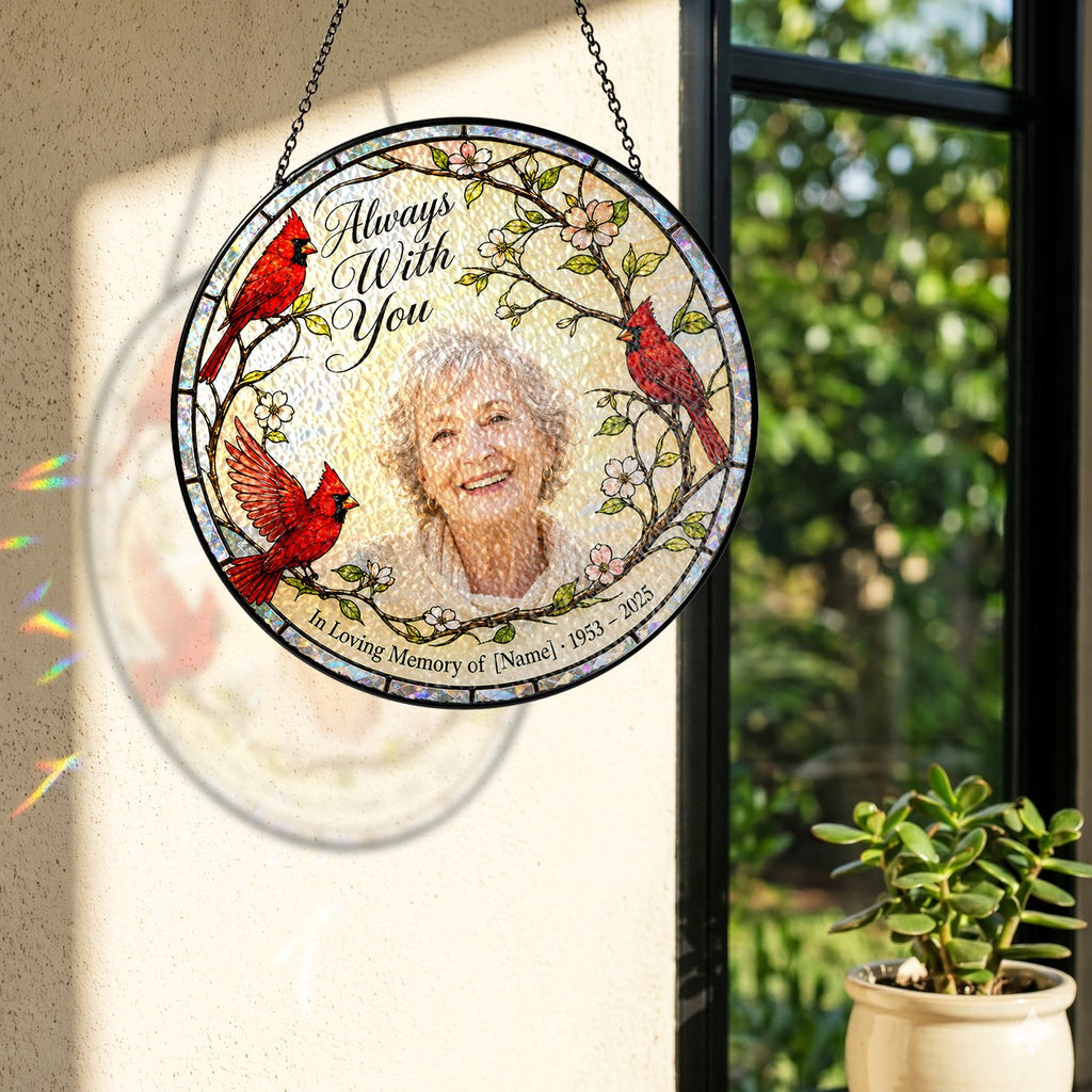 Personalized cardinal photo memorial suncatcher view 7