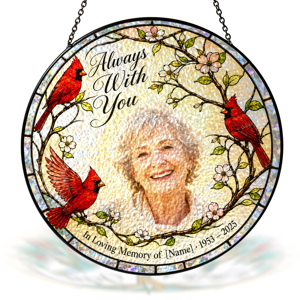 Personalized cardinal photo memorial suncatcher view 10