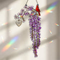 Personalized cardinal wisteria memorial crystal suncatcher