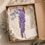 Personalized cardinal wisteria memorial crystal suncatcher charm