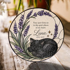 Black cat memorial suncatcher with lavender