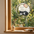 Tuxedo cat memorial suncatcher with tulip 09