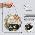 Tuxedo cat memorial suncatcher with tulip 10
