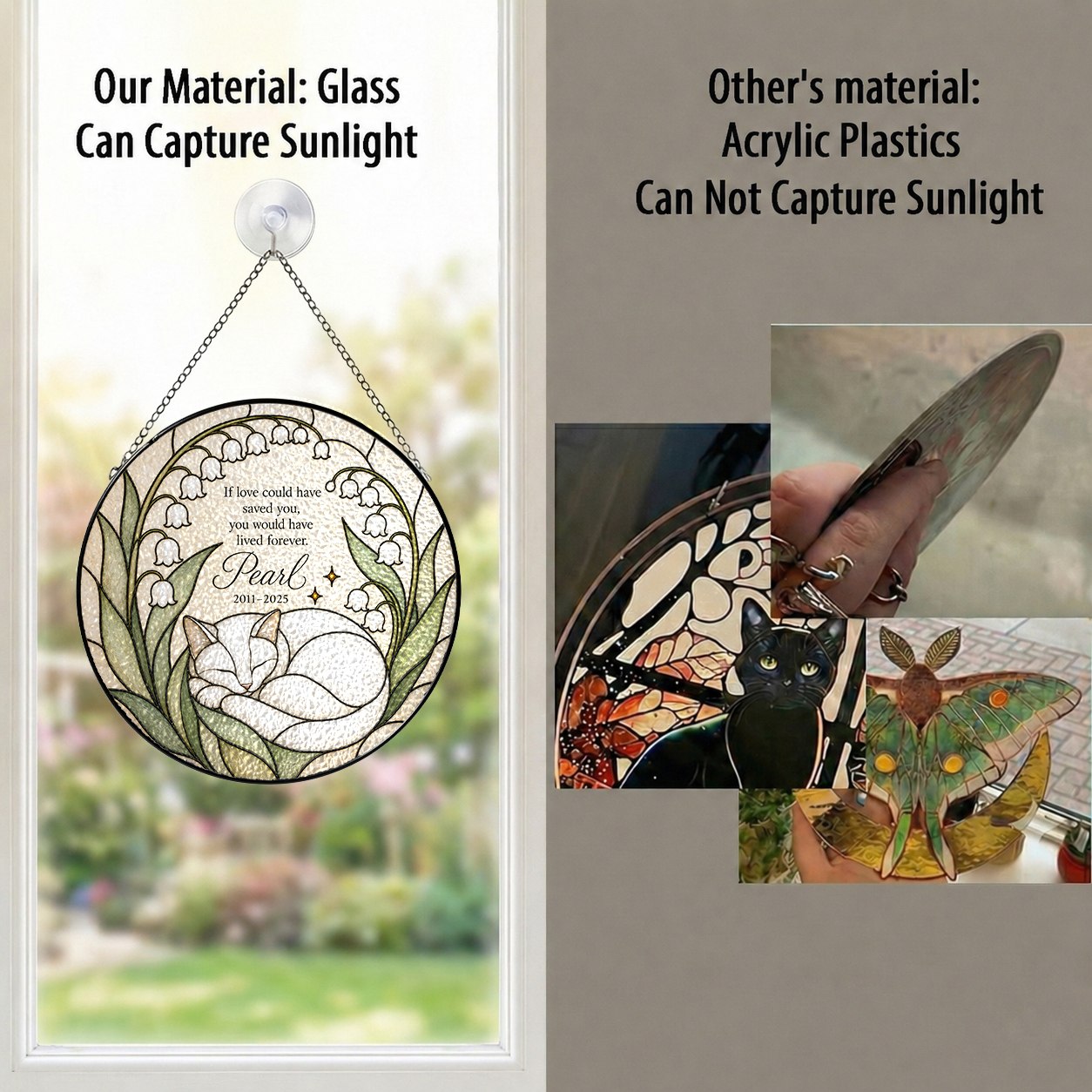 Cat memorial suncatcher hanging