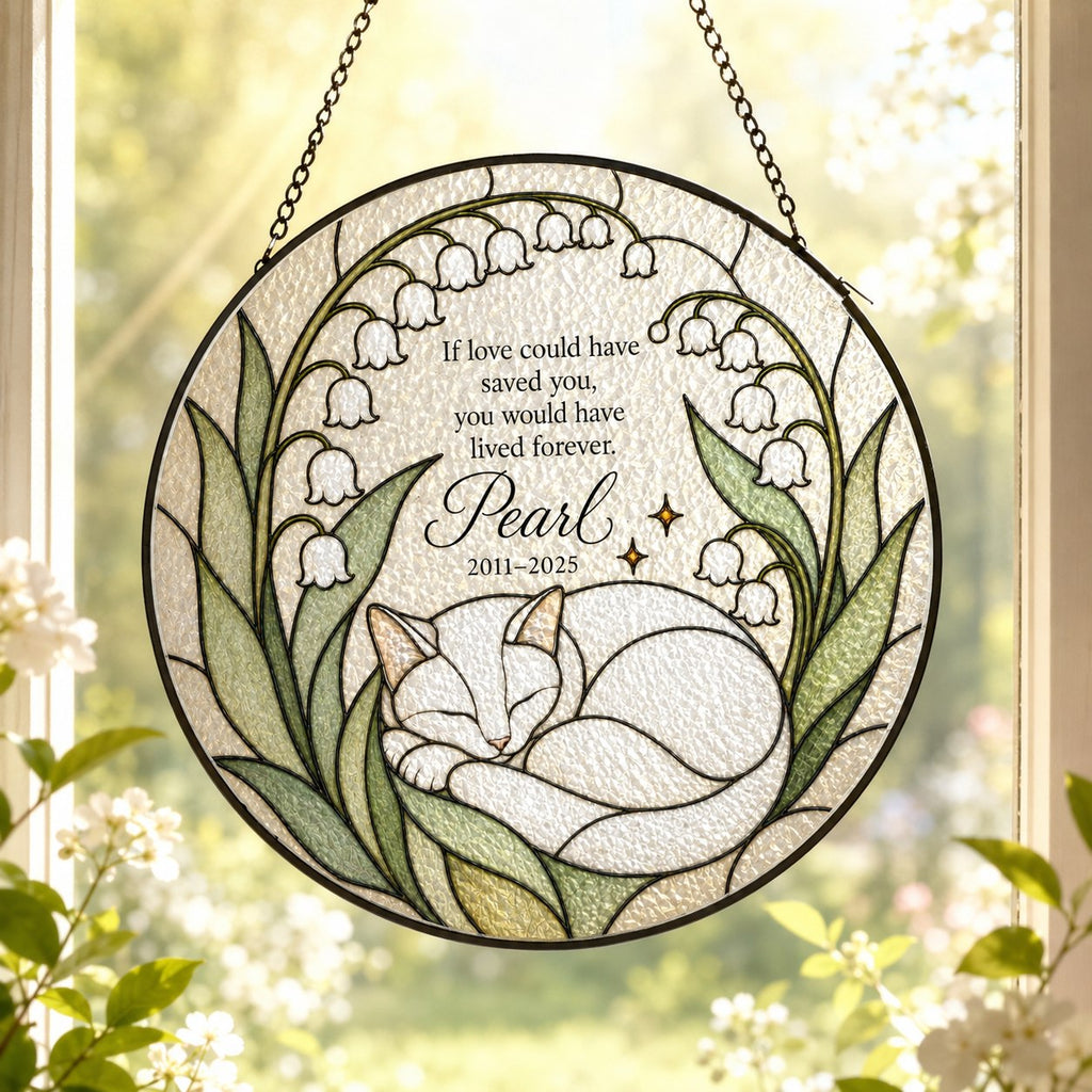 Cat memorial suncatcher detail view
