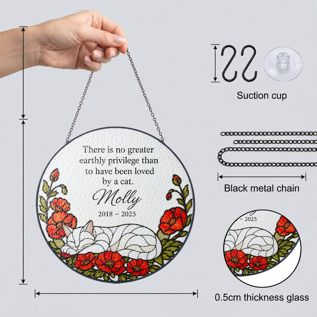 Personalized cat memorial suncatcher details