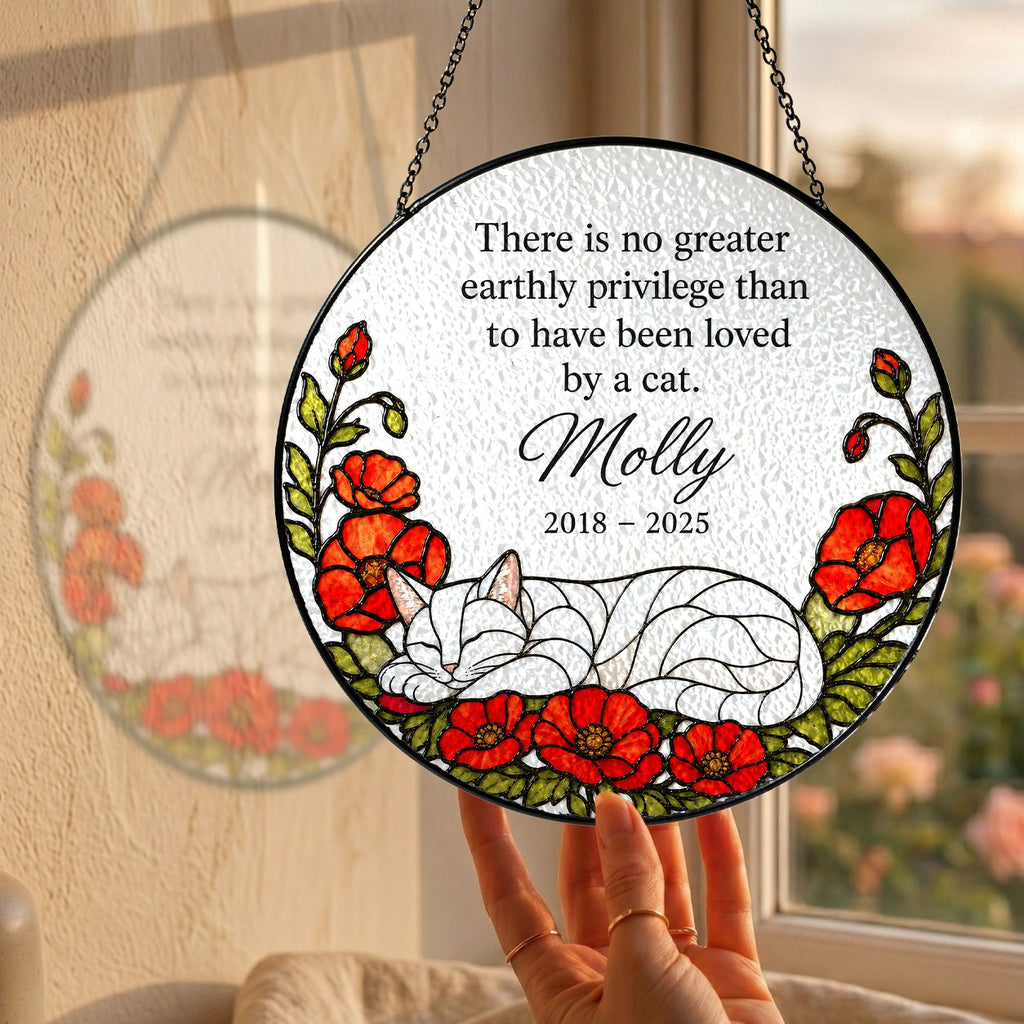 Personalized cat memorial suncatcher view 4