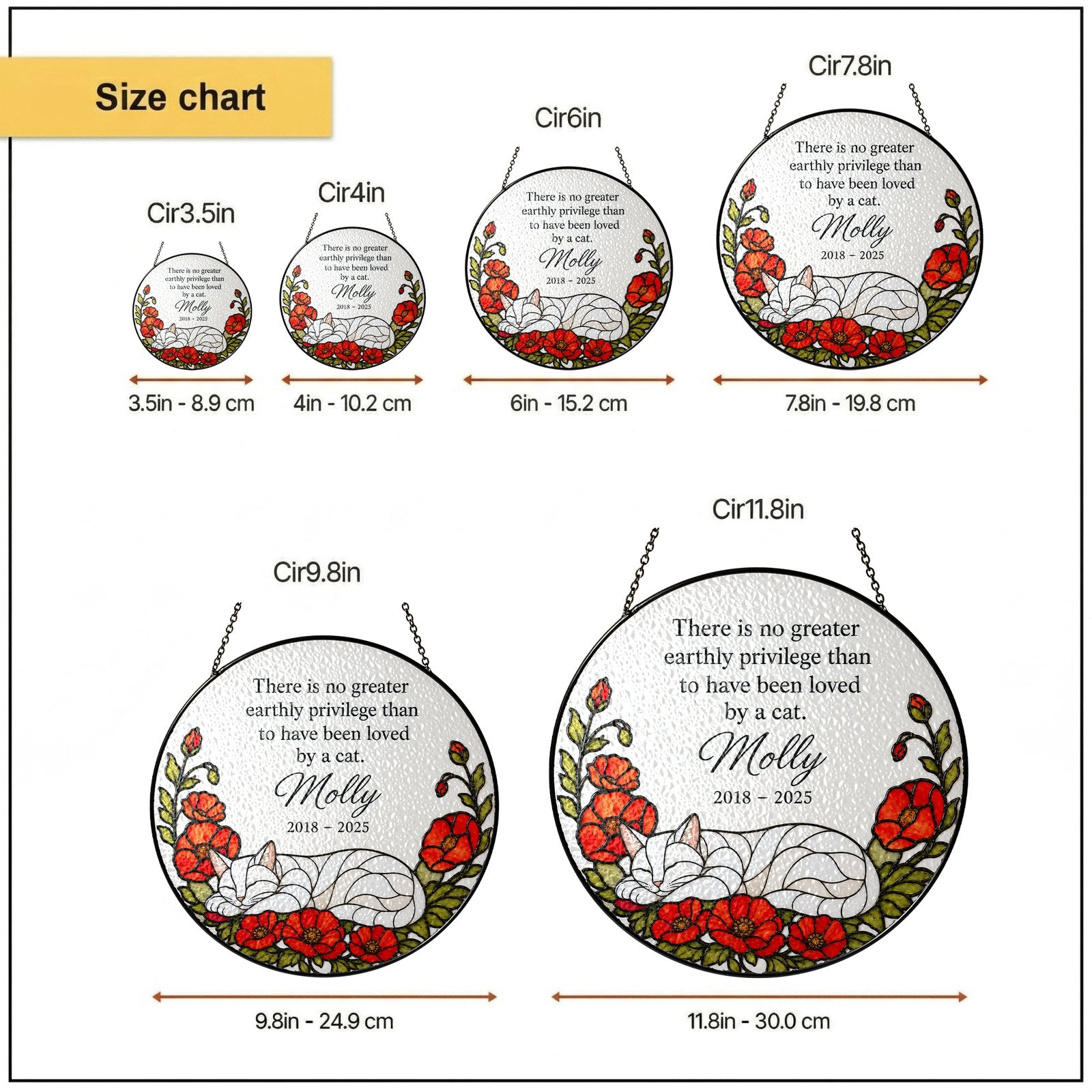 Personalized cat memorial suncatcher view 5